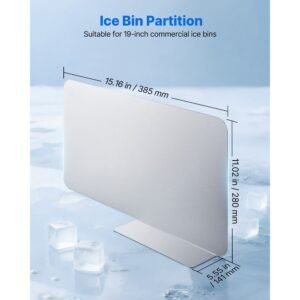 ice bin partition, 15.2 x 5.55 inch, stainless steel divider for 19 inch bar ice bins, stable bottom support & easy to clean, food grade 304 stainless steel for kitchen, bar, restaurant, pub