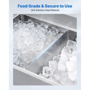 ice bin partition, 15.2 x 5.55 inch, stainless steel divider for 19 inch bar ice bins, stable bottom support & easy to clean, food grade 304 stainless steel for kitchen, bar, restaurant, pub