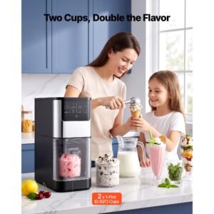 ice cream maker, 7 in 1 frozen treat maker for gelato, sorbet, milkshake, frozen yogurt & lite ice cream, homemade ice cream machine with one touch mix in + respin for smooth, creamy texture