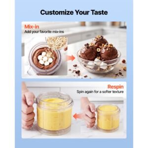 ice cream maker, 7 in 1 frozen treat maker for gelato, sorbet, milkshake, frozen yogurt & lite ice cream, homemade ice cream machine with one touch mix in + respin for smooth, creamy texture