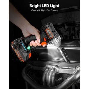 impact driver, 1/4 inch, 2800 rpm max speed, 20 v brushless motor, electric cordless impact driver kit with battery and charger, 20 bits, led work light, for furniture, electrical, home repairs