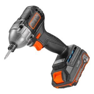 impact driver, 1/4 inch, 2800 rpm max speed, 20 v brushless motor, electric cordless impact driver kit with battery and charger, 20 bits, led work light, for furniture, electrical, home repairs