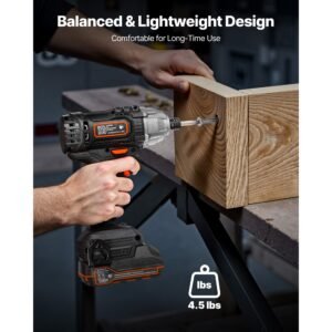 impact driver, 1/4 inch, 2800 rpm max speed, 20 v powerful motor, electric cordless impact driver kit with battery and charger, 10 bits, led work light, for furniture, electrical, home repairs