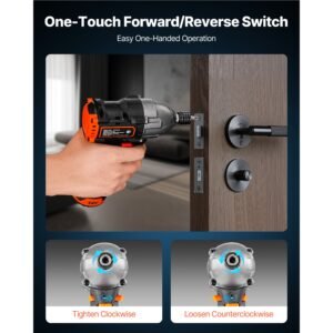 impact driver, 1/4 inch, 3000 rpm max speed, 12 v brushless motor, electric cordless impact driver kit with battery and charger, 20 bits, led work light, for furniture, electrical, home repairs