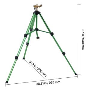 impact sprinkler on tripod base, 2 packs, heavy duty tripod sprinklers with brass head & 3/4"nh connector, 360 degree large area irrigation sprinkler, adjustable heights sprinkler for yard