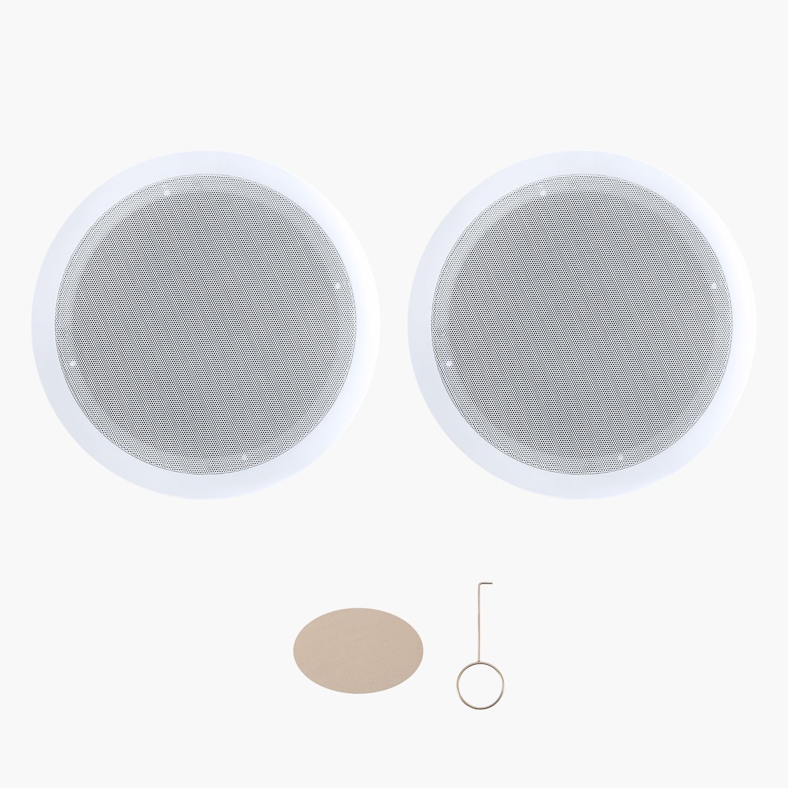 in ceiling speakers, 8", in ceiling & in wall speaker system, hi fi sound, 150w peak, 2 way flush mount speakers, for damp humid placement, home theater, living room, or covered patio, 1 pair