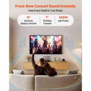 in wall speakers, 8", in wall speaker system with paintable grille, hi fi sound, 200w peak, 2 way rectangular speakers, for damp humid indoor placement, bath, kitchen, covered porches, 1 pair