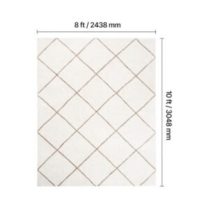 indoor plush area rugs, 8 x 10 ft plush carpet, area rugs furry with long plushs pile, thick & durable high pile rug for high traffic areas, bedroom, non shedding & non slip backing, beige