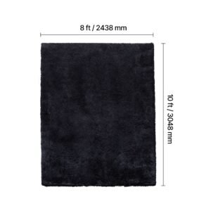 indoor plush area rugs, 8 x 10 ft soft plush carpet, furry shag area rugs for living room, bedroom, sunroom, modern home decor aesthetic, non shedding, non woven, slip resistant, black