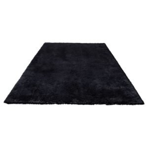 Indoor Plush Area Rugs, 8 x 10 ft Soft Plush Carpet, Furry Shag Area Rugs for Living Room, Bedroom, Sunroom, Modern Home Decor Aesthetic, Non-Shedding, Non-Woven, Slip-Resistant, Black