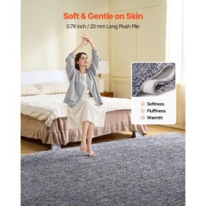indoor plush area rugs, 9 x 12 ft plush carpet, area rugs furry with long plushs pile, thick & durable high pile rug for high traffic areas, non shedding & non slip backing, blue gray