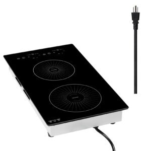 Induction Cooktop 12inch 2 Burners Built-in Electric Stove 110V 1800W, Countertop Induction Burner, with 9 Power Levels, LED Touch Screen, Ceramic Glass Surface, Child Lock, for Kitchen, RV
