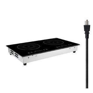 Induction Cooktop 24inch 2 Burners Built-in Electric Stove 110V 1800W, Countertop Induction Burner, with 9 Power Levels, LED Touch Screen, Ceramic Glass Surface, Child Lock, for Kitchen, RV