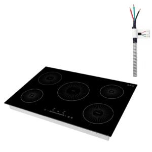 Induction Cooktop 30inch 5 Burners Built-in Electric Stove 220V 9200W, Induction Burner for Kitchen, with 9 Power Levels, LED Touch Screen, Ceramic Glass Surface, Child Lock