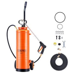 Industrial Sprayer, 4.5 Gallons Large Capacity, Stainless Steel Concrete Sprayer with Ergonomic Handle & Removable Cart, 48" & 120" Hose, Concrete Sealer Sprayers for Form Oils Construction
