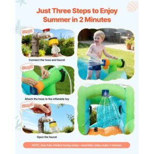 inflatable bounce house, 11.3 x 12.3 x 7.0 ft inflatable bounce house water slide, bouncer castle with castle bounces, basketball hoop, splash pool & water ring toss, for 3 to 4 kids ages 3 to 8