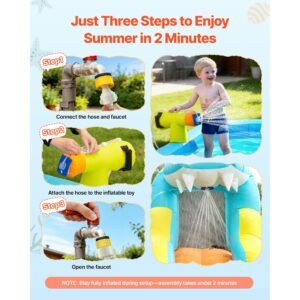 inflatable bounce house, 11.6 x 13.1 x 7.7 ft inflatable bounce house water slide, bouncer castle with bounces zone, climbing wall, splash pool & water ring toss, for 3 to 4 kids ages 3 to 8