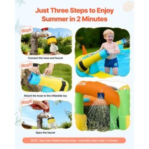 inflatable bounce house, 12.5 x 13.1 x 6.5 ft inflatable bounce house water slide, bouncer castle with castle bounces, basketball hoop, splash pool & water ring toss, for 3 to 4 kids ages 3 to 8