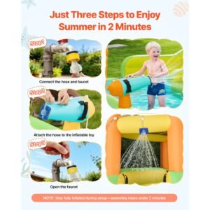 inflatable bounce house, 13.3 x 11.4 x 8.4 ft inflatable bounce house water slide, bouncer castle with climbing wall, double tall slides, splash pool & mini soccer, for 3 to 4 kids ages 3 to 8