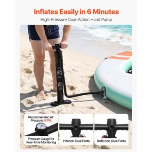 inflatable floating dock, 10x8 ft round inflatable dock platform, non slip water air mat with portable carrying bag & detachable ladder, floating water platform island raft for pool beach ocean