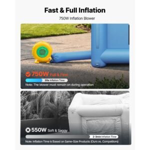 inflatable paint booth, 13 x 10 x 9 ft, portable spray booth with 750w powerful blower and large filter cotton, arched roof blow up painting tent for bike, motorcycle, and furniture, blue