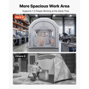 inflatable paint booth, 13 x 10 x 9 ft, portable spray booth with 750w powerful blower and large filter cotton, arched roof blow up painting tent for bike, motorcycle, and furniture, gray