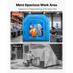 inflatable paint booth, 13.1 x 8.2 x 8.2 ft, portable spray booth with 750w powerful blower and large filter cotton, blow up painting tent for bike, motorcycle, and small furniture, blue