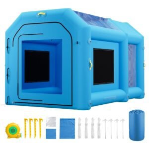 Inflatable Paint Booth, 13.1 x 8.2 x 8.2 ft, Portable Spray Booth with 750W Powerful Blower and Large Filter Cotton, Blow Up Painting Tent for Bike, Motorcycle, and Small Furniture, Blue