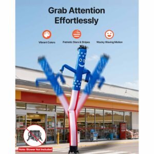 inflatable tube man, 20 feet tall, wacky waving dancing tube guy, wind flying arm flailing air puppet, 18 inch for outdoor advertising, business store, increase visibility (blower not included)