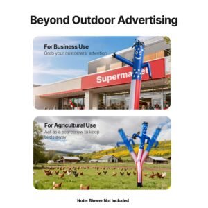 inflatable tube man, 20 feet tall, wacky waving dancing tube guy, wind flying arm flailing air puppet, 18 inch for outdoor advertising, business store, increase visibility (blower not included)