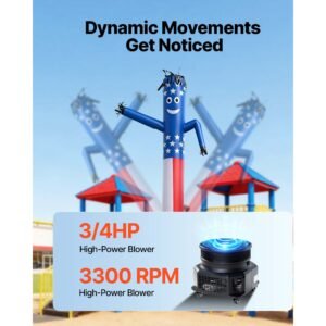 inflatable tube man with blower, 10 ft tall, wacky waving wind flying inflatable dancing tube guy with 3/4 hp ipx3 waterproof blower fan, for outdoor advertising business store party decoration