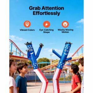 inflatable tube man with blower, 10 ft tall, wacky waving wind flying inflatable dancing tube guy with 3/4 hp ipx3 waterproof blower fan, for outdoor advertising business store party decoration