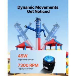 inflatable tube man with blower, 8 ft tall, wacky waving wind flying inflatable dancing tube guy with 1/15 hp ipx3 waterproof blower fan, for outdoor advertising business store party decoration