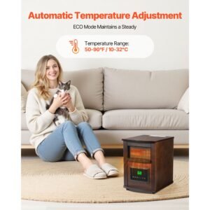 infrared heater, 1500w electric space heater with remote control, led screen & 24h timer, multiple temperature adjustable for patio bedroom,living room,studio,dining room