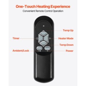 infrared heater, 1500w electric space heater with remote control, led screen & 24h timer, multiple temperature adjustable for patio bedroom,living room,studio,dining room