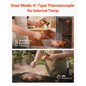 infrared thermometer, 22 f to 2912 f dual mode ir thermometer gun with k type thermocouple, dual laser heat temperature gun non contact for metal smelting/engine/industry/cooking (not for human)