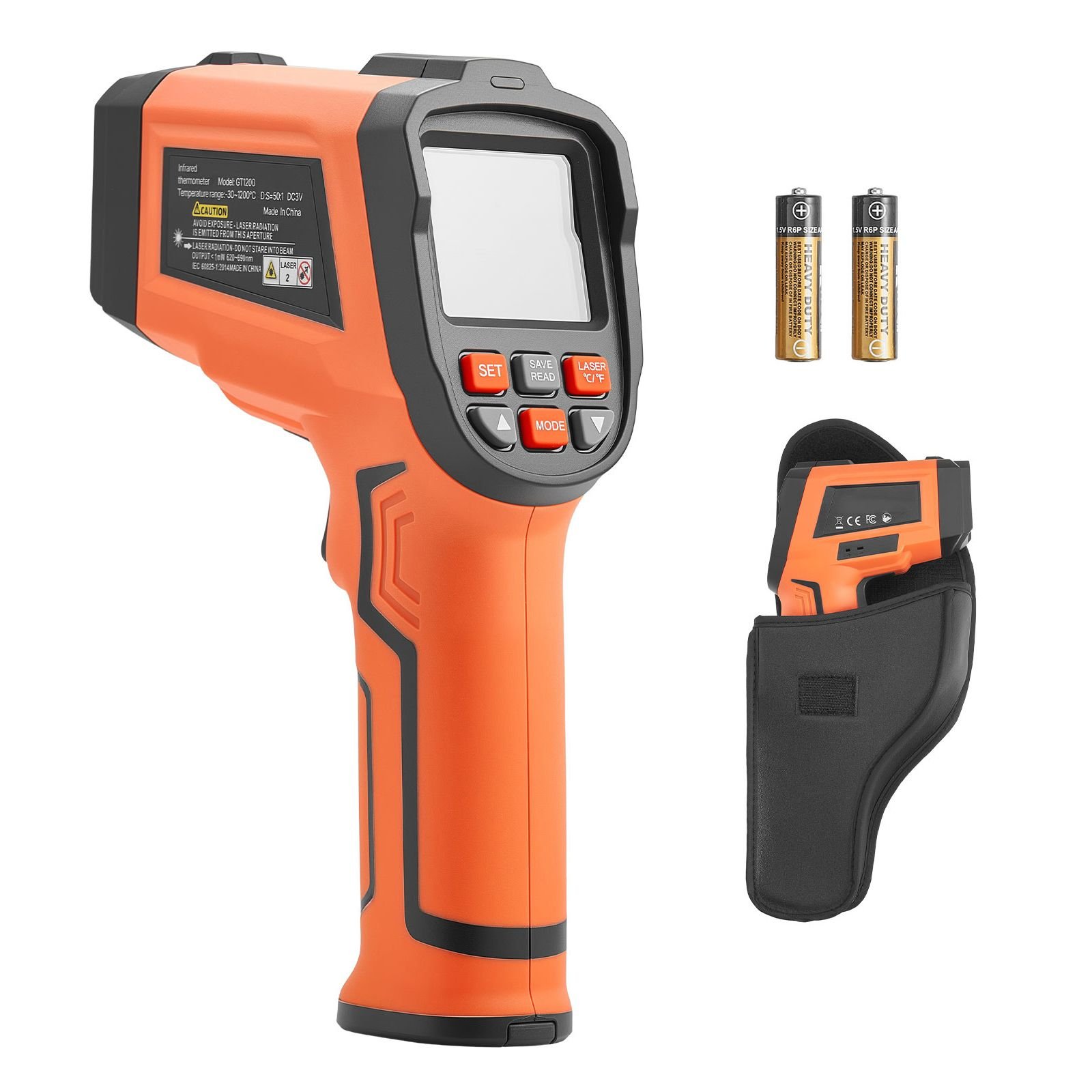infrared thermometer, 22 f to 2912 f dual mode ir thermometer gun with k type thermocouple, dual laser heat temperature gun non contact for metal smelting/engine/industry/cooking (not for human)