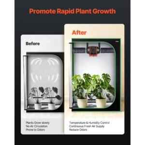 inline duct fan, 205 cfm 4 inch ec motor exhaust ventilation fan with 10 speed, pwm controller, app control, temperature humidity sensor, cooling for grow tent, indoor gardening, hydroponics