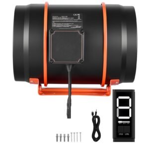 Inline Duct Fan, 807 CFM 8 inch EC Motor Ventilation Fan with 3-Speed Circulation, 10-Speed PWM Controller, Timer-Controlled Operation, Cooling for Grow Tents, Indoor Gardening, Hydroponics