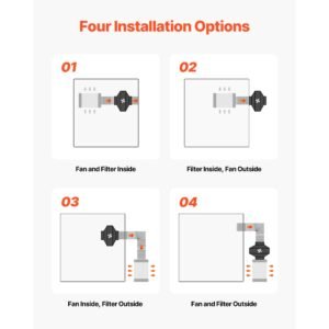 inline duct fan kit carbon filter, 205 cfm 4 inch ec motor exhaust ventilation fan with 10 speed, pwm controller, app control, timer, cooling system for grow tent, indoor gardening, hydroponics