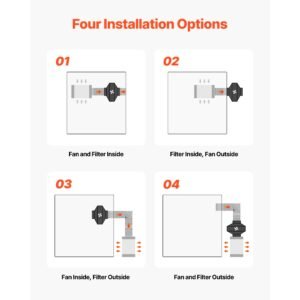 inline duct fan kit carbon filter, 807 cfm 8 inch ec motor exhaust ventilation fan with 10 speed, pwm controller, app control, timer, cooling for grow tent, indoor gardening, hydroponics