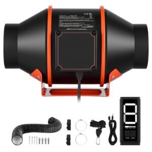Inline Duct Fan Kit with Carbon Filter, 205 CFM 4 inch EC Motor Ventilation Fan with 3-Speed Circulation, 10-Speed PWM Controller, Timer, Cooling for Grow Tents, Indoor Gardening, Hydroponics