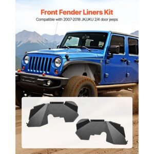 inner fender liner, front fender liner compatible with 2007 2018 jeeps jk/jku 2/4 doors, steel mud guards bolt on style fenders flare, wheel well cover fenders flare liners, scratch resistant