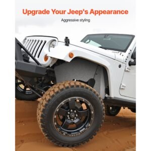 inner fender liner, front fender liner compatible with 2007 2018 jeeps jk/jku 2/4 doors, steel mud guards bolt on style fenders flare, wheel well cover fenders flare liners, scratch resistant