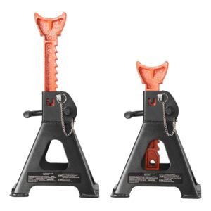 Jack Stands, 3 Ton (6,600 lbs) Capacity, 10.8-16.3 in Adjustable Height, Heavy Duty Steel Jack Auto Stands with Double Locking, for Lifting SUV, Pickup, Car, UTV/ATV, 1 Pair, Black and Orange