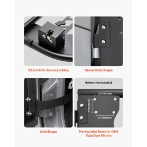 jeep tube doors, 4 door, hunting style jeep tubular door with heavy duty hinges & oe latch, jeep doors with rubber pads & toughened steel tube, fit for 2007 2018 jeep wrangler jk