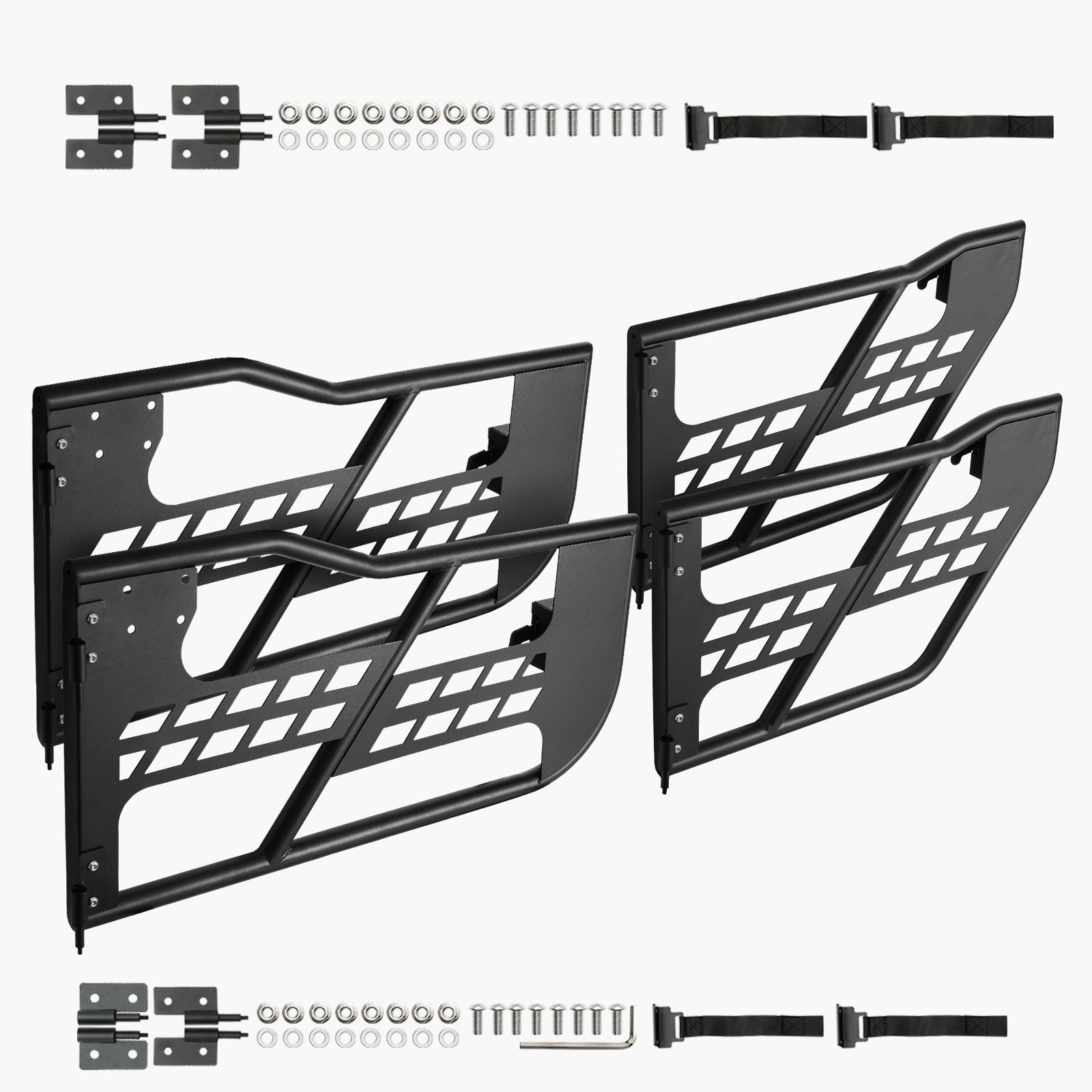 jeep tube doors, 4 door, hunting style jeep tubular door with heavy duty hinges & oe latch, jeep doors with rubber pads & toughened steel tube, fit for 2007 2018 jeep wrangler jk