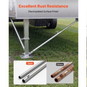 jt's strong arm jack stabilizer kit 191023, fits for 5th wheel rv and travel trailer kit, fifth wheel jack stabilizer for telescopic system, reduces chassis movement, easy bolt on installation