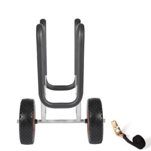 Kayak Cart, 150 lbs Load Capacity, Stand Up Paddle Board Trolley with 10-inch Solid Rubber Tires & Kickstands, Paddle Board Carrier with Ratchet Strap for Paddleboard & Surfboard Transport