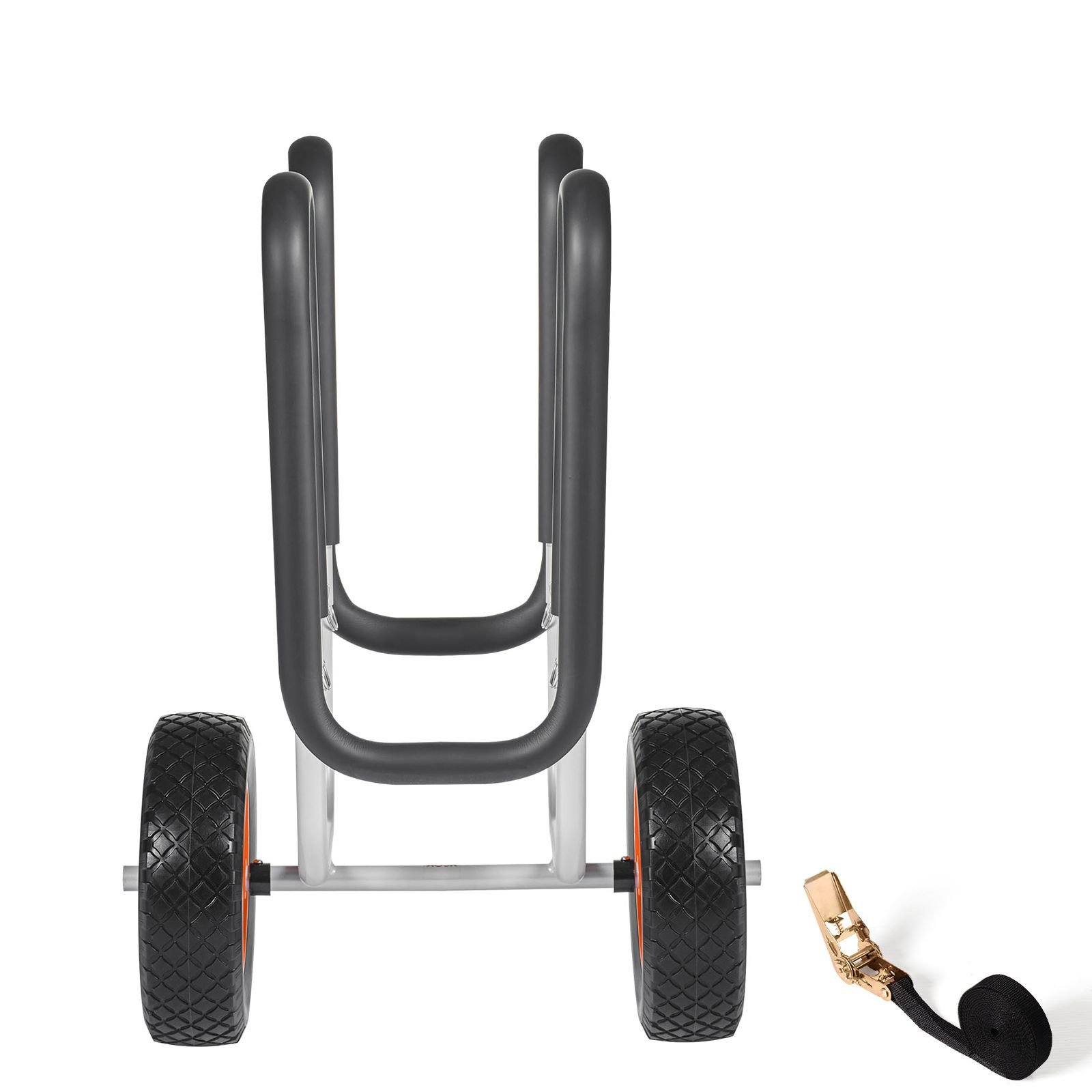 kayak cart, 150 lbs load capacity, stand up paddle board trolley with 10 inch solid rubber tires & kickstands, paddle board carrier with ratchet strap for paddleboard & surfboard transport